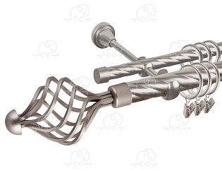 Карниз для штор двухрядный «Ажур» D25К/16К сатин