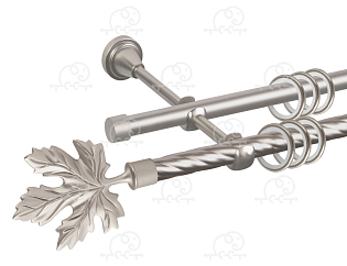 Карниз для штор двухрядный «Клён» D16К/16Г сатин