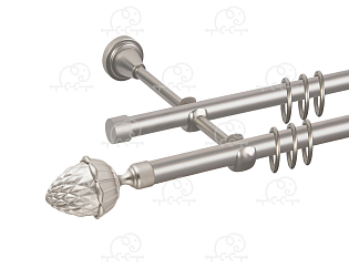 Карниз для штор двухрядный «Шишка» D16Г/16Г сатин