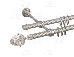 Карниз для штор двухрядный «Шишка» Ø16Р/16Р сатин