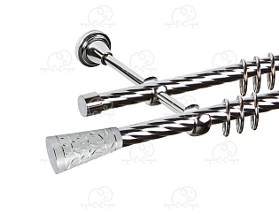 Карниз для штор двухрядный «Севилья» D16К/16К хром