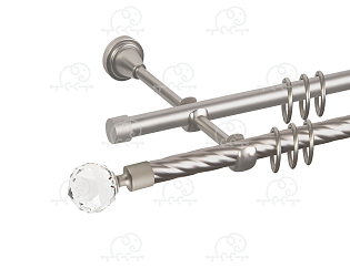 Карниз для штор двухрядный «Кристалл» Ø16К/16Г сатин