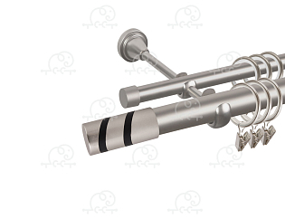 Карниз для штор двухрядный «Изольда» D25Г/16Г сатин/чёрный