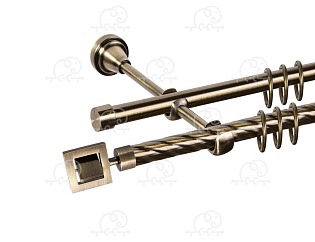 Карниз для штор двухрядный «Венето» D16К/16Г антик