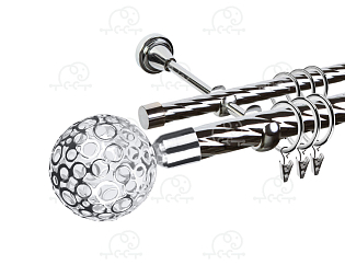 Карниз для штор двухрядный «Метеор» D25К/16К хром