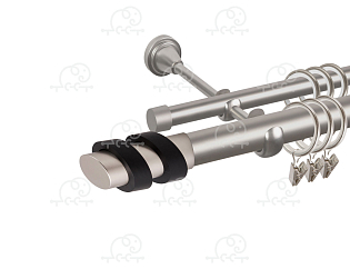 Карниз для штор двухрядный «Вена» D25Г/16Г сатин/чёрный