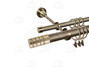 Карниз для штор двухрядный «Зевс» D25Р/16Р антик