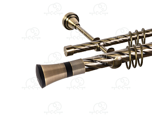 Карниз для штор двухрядный «Люксор» D25К/16К антик/чёрный