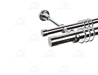 Карниз для штор двухрядный «Заглушка закругленная» D25Г/16Г хром