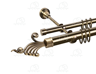 Карниз для штор двухрядный «Фантазия» D25Г/16Г антик