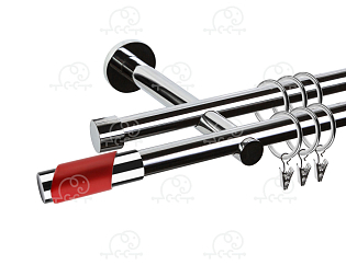 Карниз для штор двухрядный «Париж» D19Г/19Г хром/красный