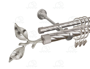 Карниз для штор двухрядный «Лист розы» D25К/16К сатин