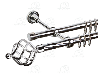 Карниз для штор двухрядный «Булава» D16К/16К хром