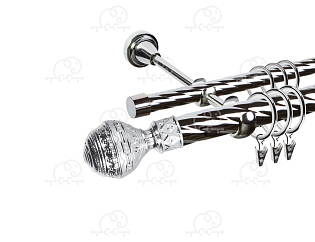 Карниз для штор двухрядный «Ампир» D25К/16К хром