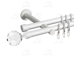 Карниз для штор двухрядный «Кристалл» D19Г/19Г белый